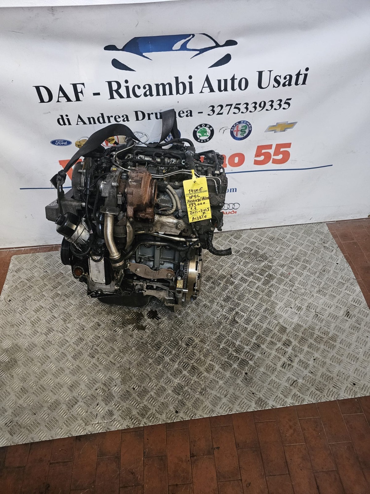 MOTORE OPEL MERIVA / ASTRA 1.3 DIESEL KM 139.000 2011-2015 COD A13DTE OPEL MERIVA / ASTRA 1.3 DIESEL ENGINE KM 139.000 2011-2015 COD A13DTE - immagine 8