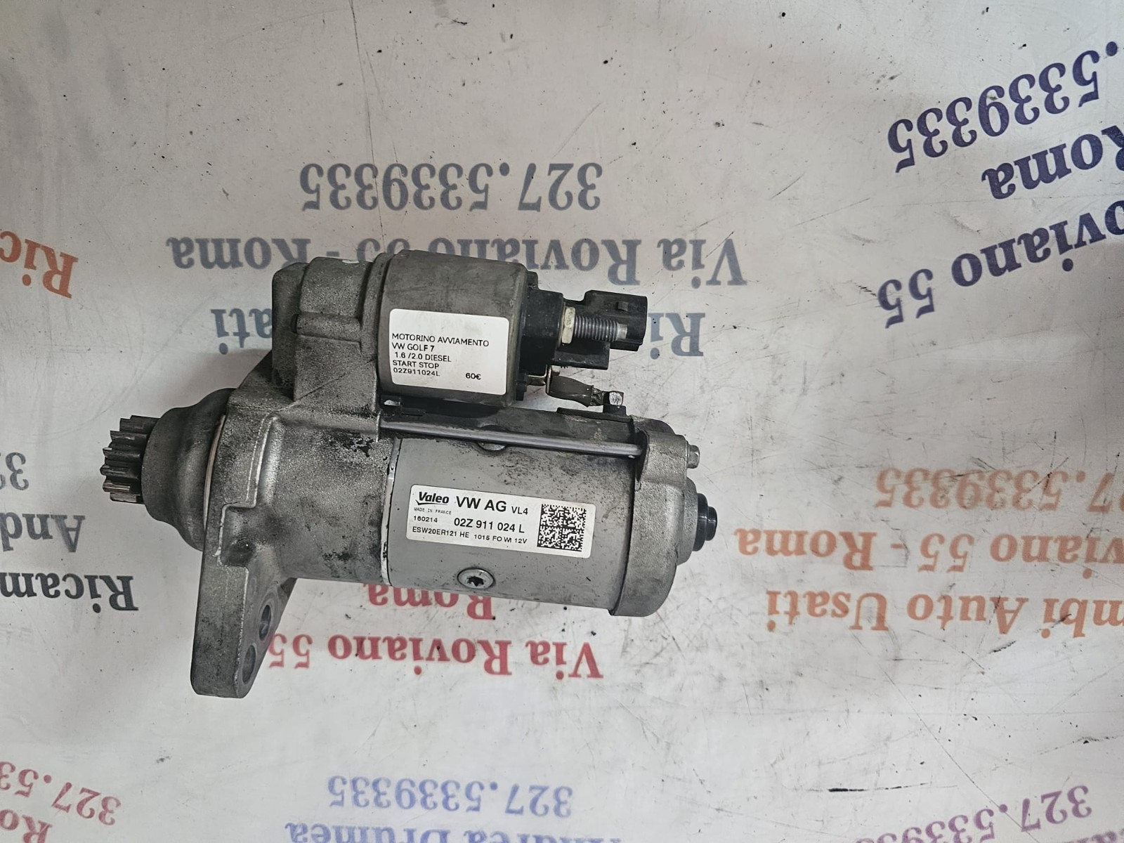 MOTORINO AVVIAMENTO VW GOLF 7 1.6/2.0 DIESEL START STOP VALEO 02Z911024L VW GOLF 7 1.6/2.0 DIESEL START STOP STARTER MOTOR VALEO 02Z911024L - immagine 5