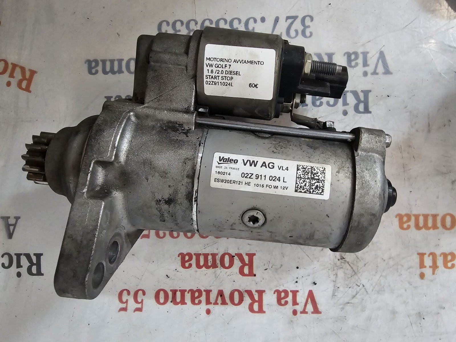 MOTORINO AVVIAMENTO VW GOLF 7 1.6/2.0 DIESEL START STOP VALEO 02Z911024L VW GOLF 7 1.6/2.0 DIESEL START STOP STARTER MOTOR VALEO 02Z911024L - immagine 6
