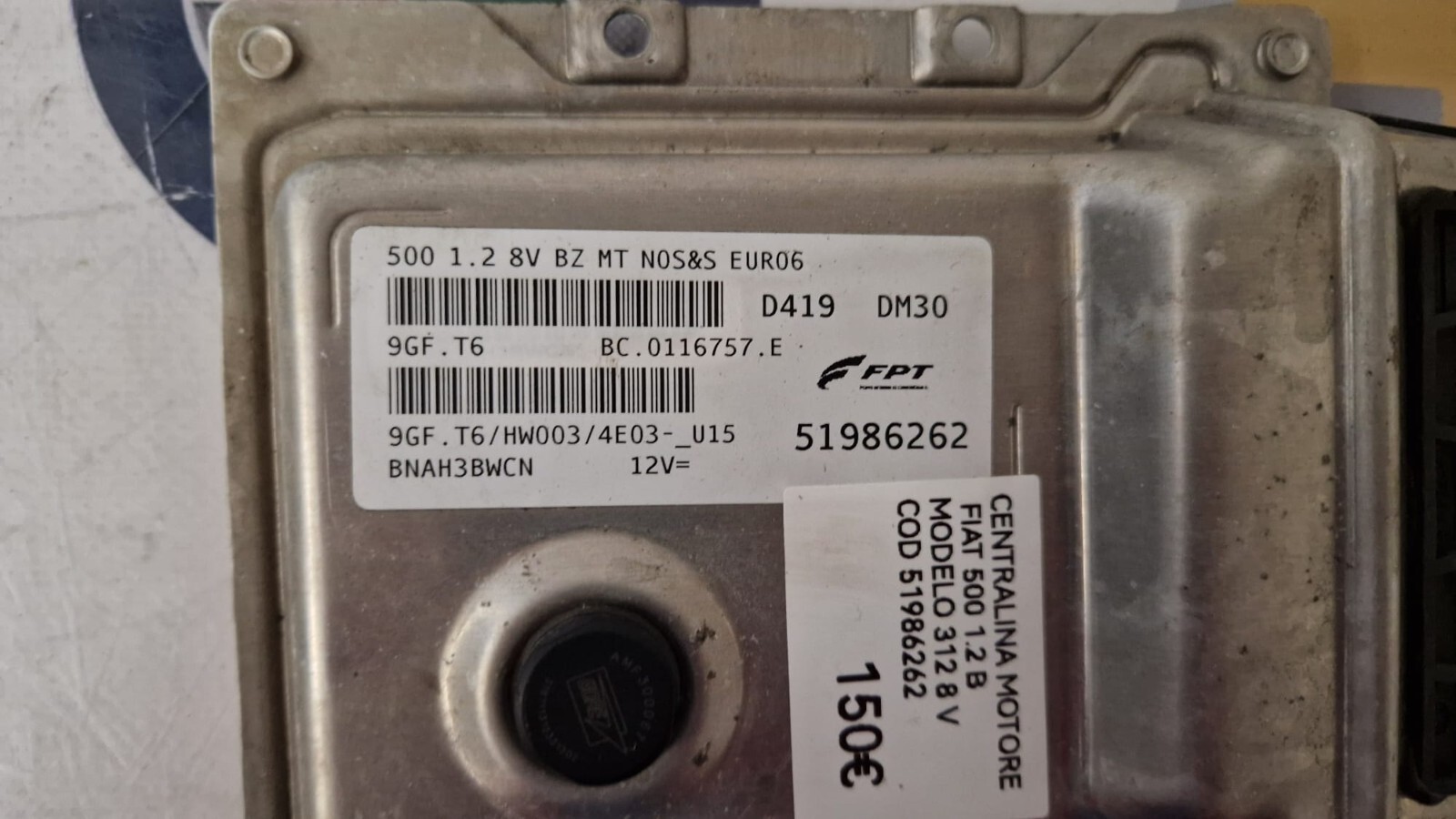 CENTRALINA MOTORE FIAT 500 1.2 B MODELLO 312 8 V COD 51986262 / ENGINE CONTROL UNIT Fiat 500 1.2 B Model 312 8 V COD 51986262 - immagine 5