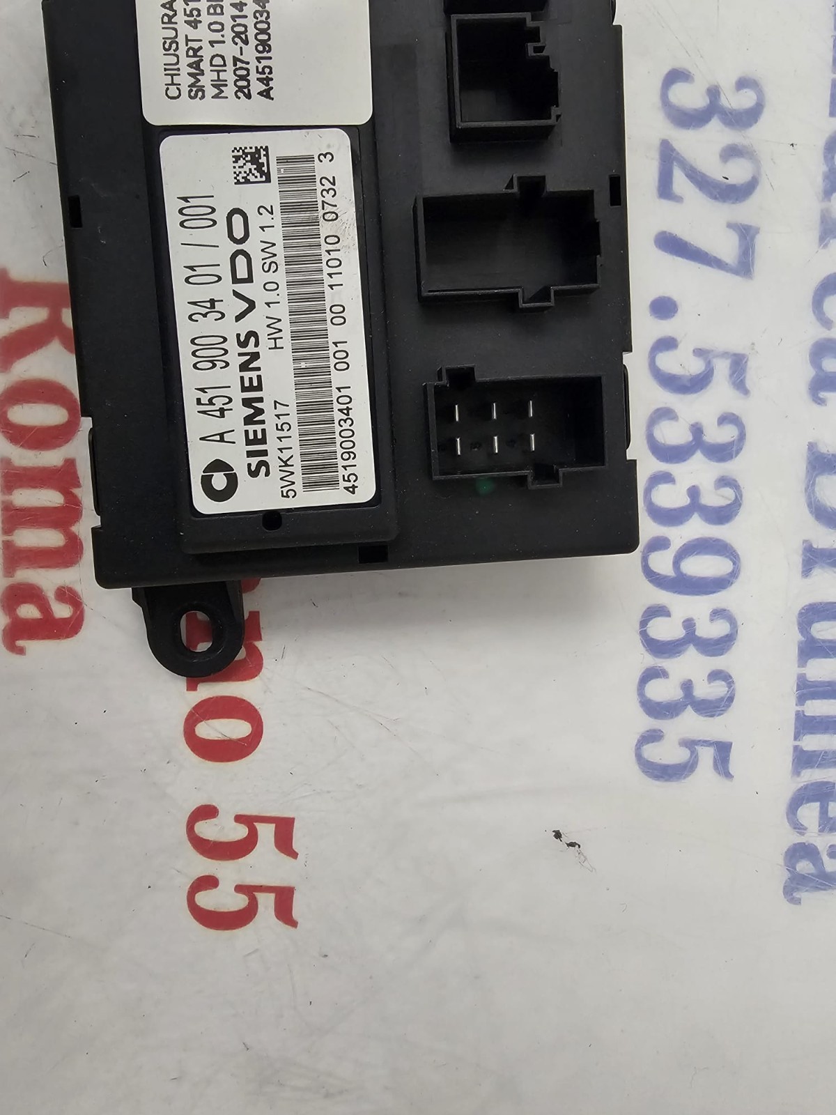 CHIUSURA CENTRALIZZATA SMART 451 MHD 1.0 BENZINA 2007-2014 COD A4519003401/001 - immagine 2