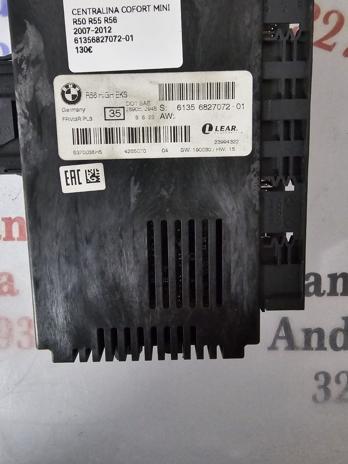 CENTRALINA COMFORT MINI COOPER R50 R55 R56 2007-2012 COD 61356827072-01 - immagine 6