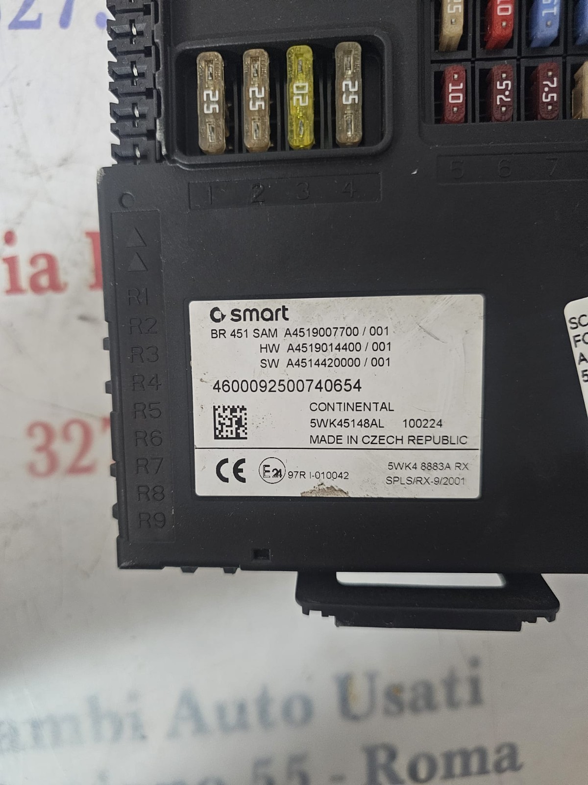 SCATOLA FUSIBILI SMART FORTWO 451 SAM A4519007700/001 CONTINENTAL 5WK45148AL - immagine 2