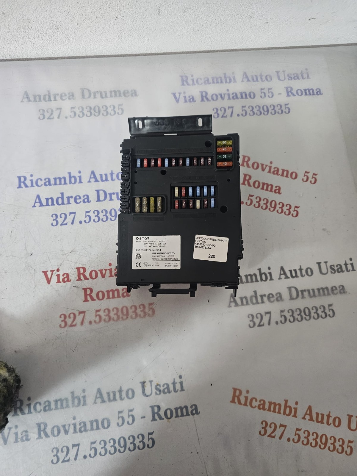 SCATOLA FUSIBILI SMART FORTWO 451 SAM A4515401350/001 CONTINENTAL 5WK49737AA - immagine 2