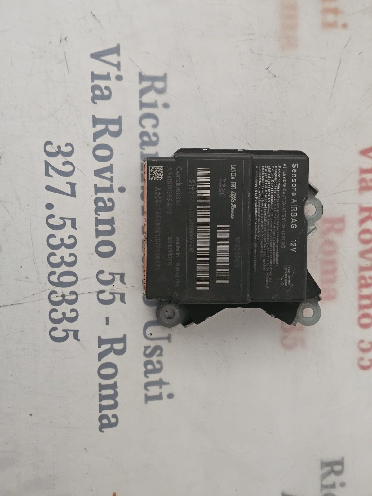 51870005 CENTRALINA AIRBAG FIAT 500 2007-2014 CONTINENTAL FIAT LANCIA ALFA ROMEO - immagine 4