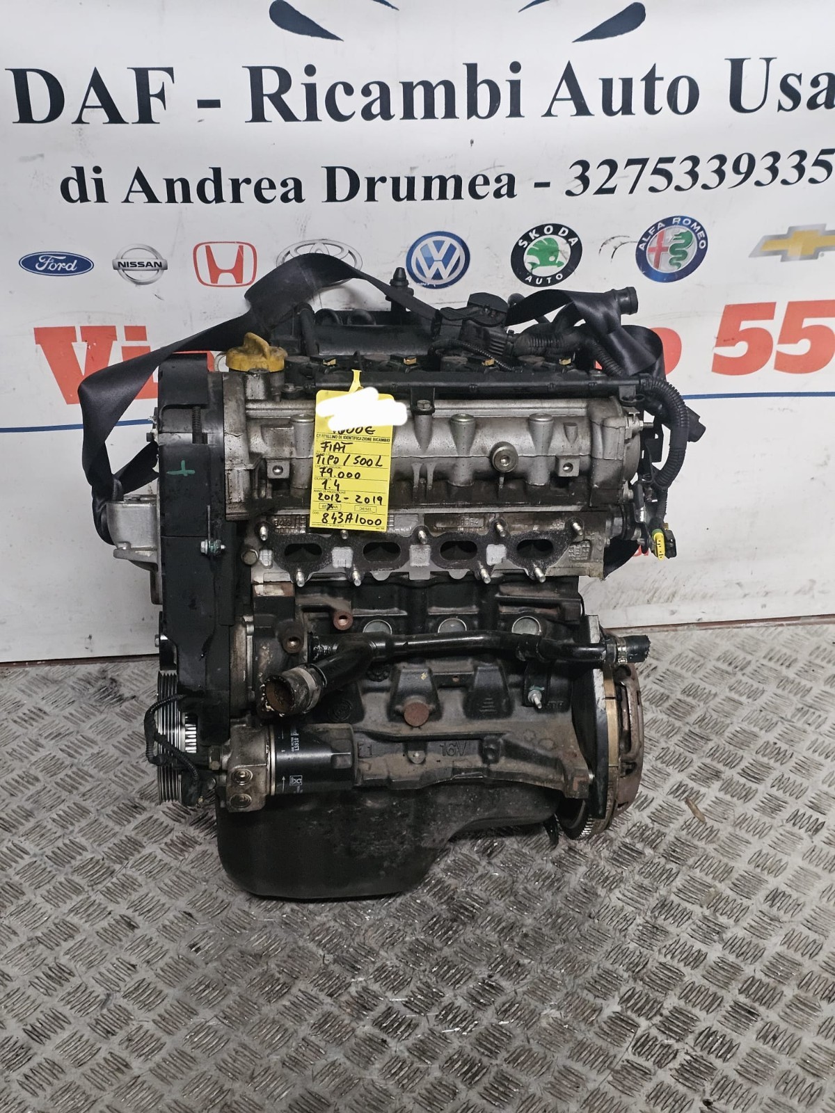MOTORE COMPLETO FIAT TIPO /500L 1.4 BZ KM 79.000 2012-2019 SIGLA 843A1000