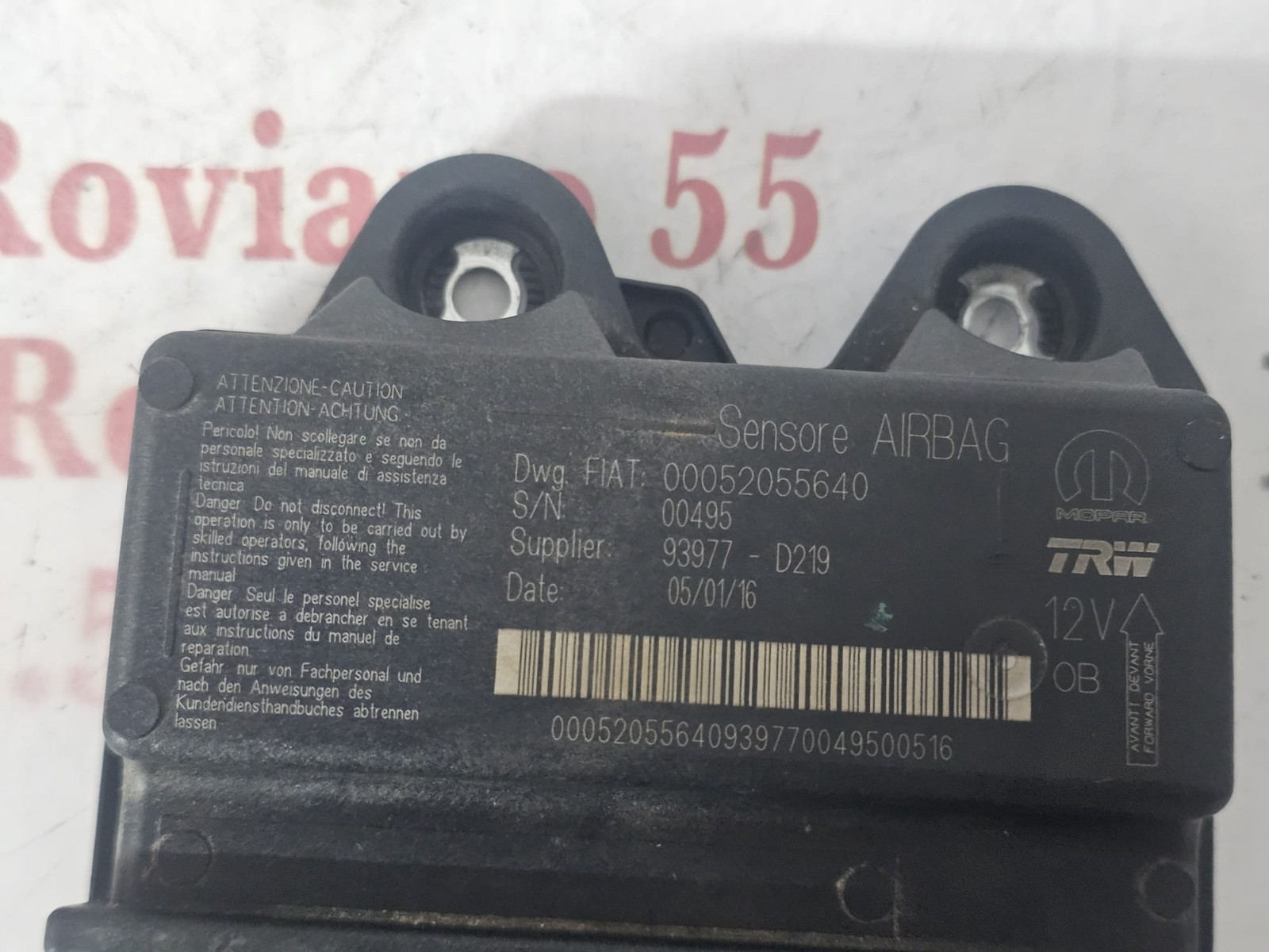 CENTRALINA AIRBAG FIAT TIPO 2015-2020 COD 00052055640 12V