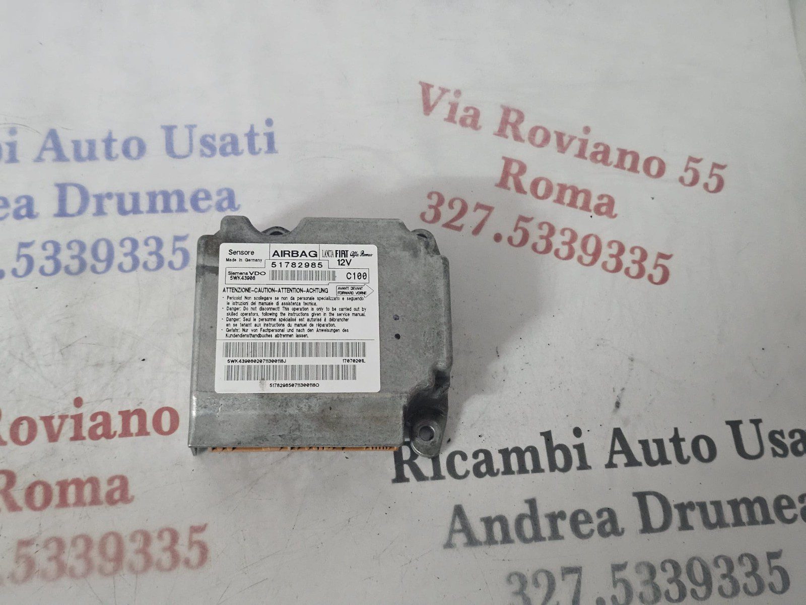 CENTRALINA AIRBAG FIAT LANCIA ALFA ROMEO COD 51782985 12V - immagine 6