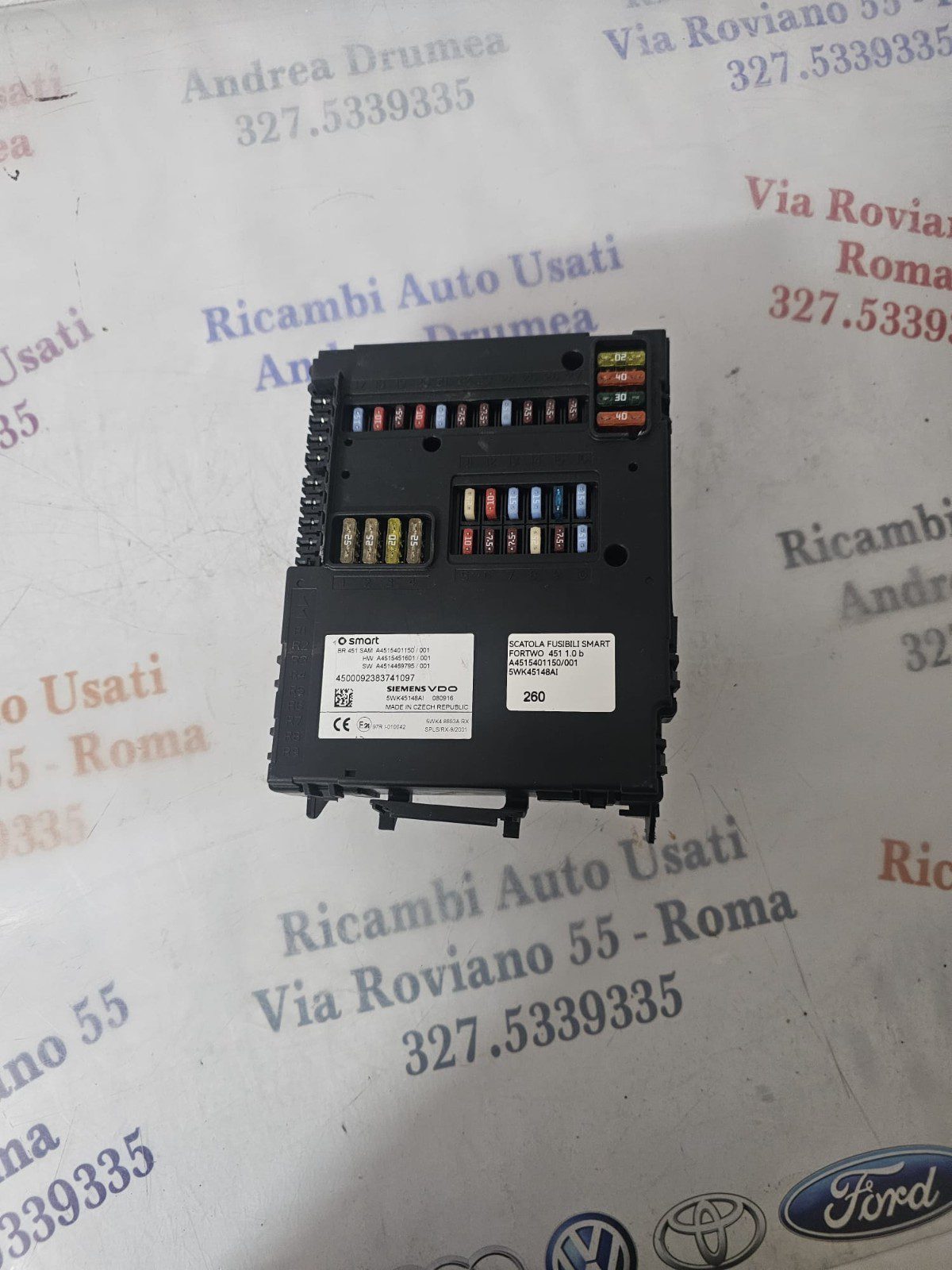 SCATOLA FUSIBILI SMART FORTWO 451 SAM A4515401150/001 CONTINENTAL 5WK45148AI - immagine 5