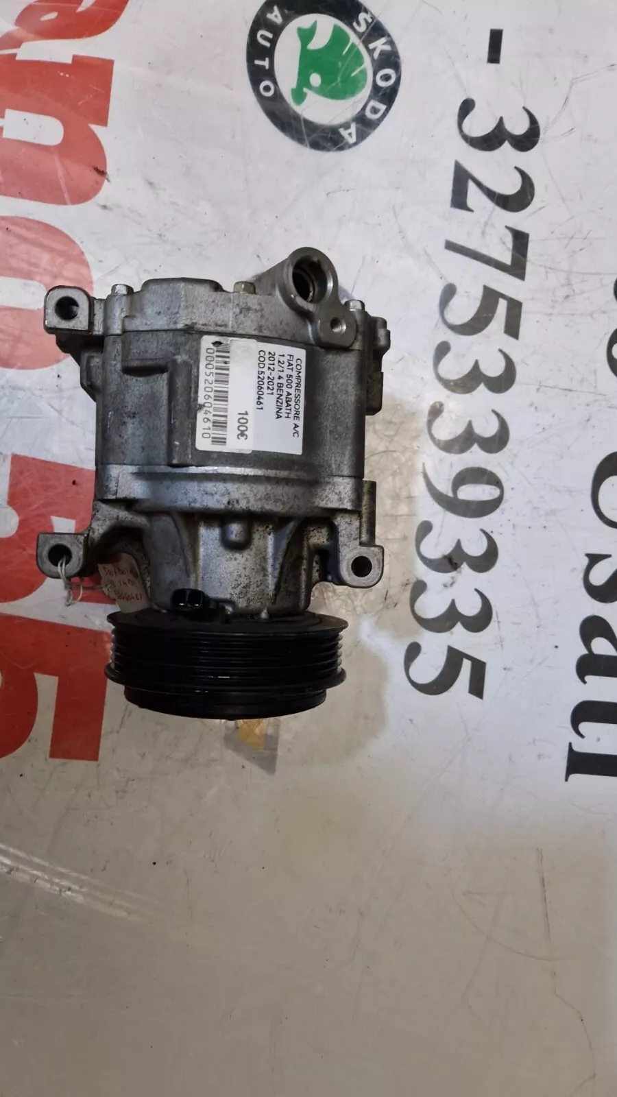 COMPRESSORE CLIMA FIAT 500 ABATH 1.2/1.4 BENZINA 2012-2021 COD 000 520 60461 - immagine 7
