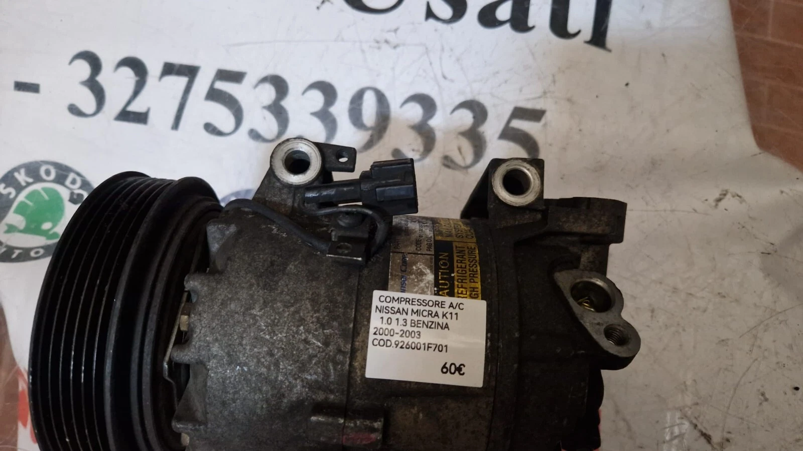 Compressore A/C NISSAN MICRA K11 1.0 1.3 Benzina 2000-2003 COD. 926001F701 - immagine 7