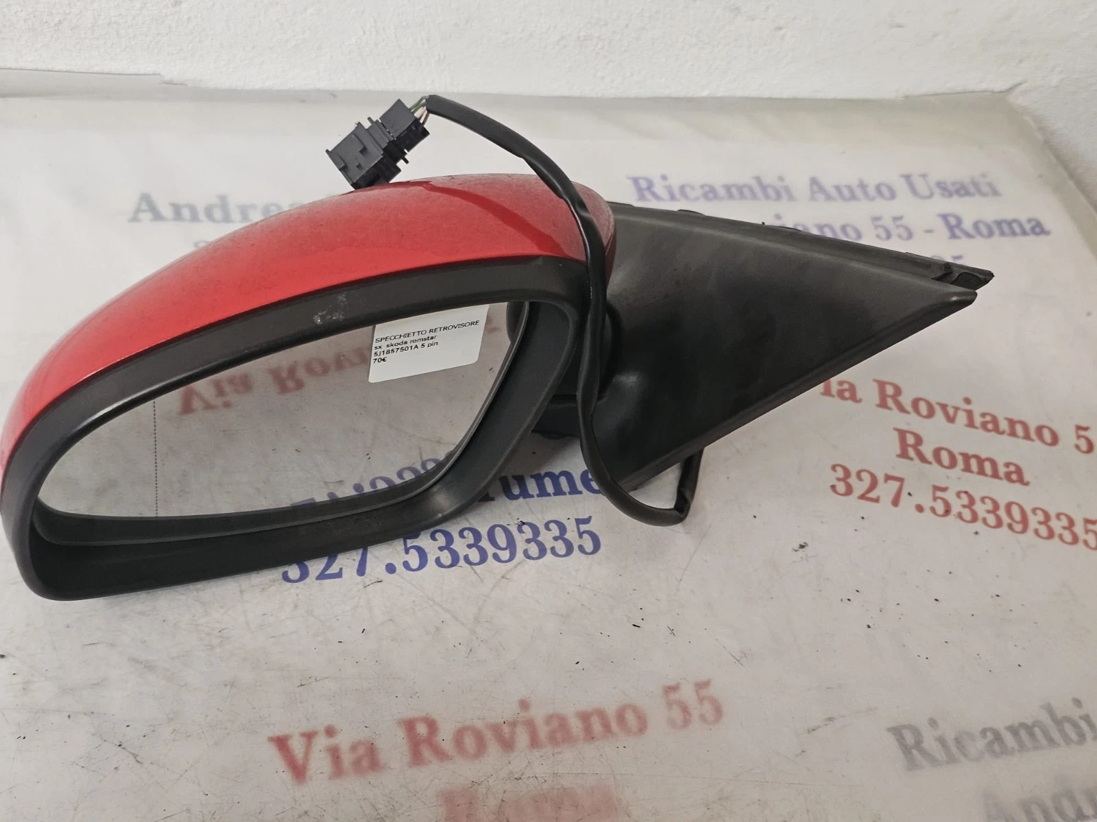 SPECCHIETTO RETROVISORE SINISTRO SKODA ROMSTAR 5 PIN 5J1857501A