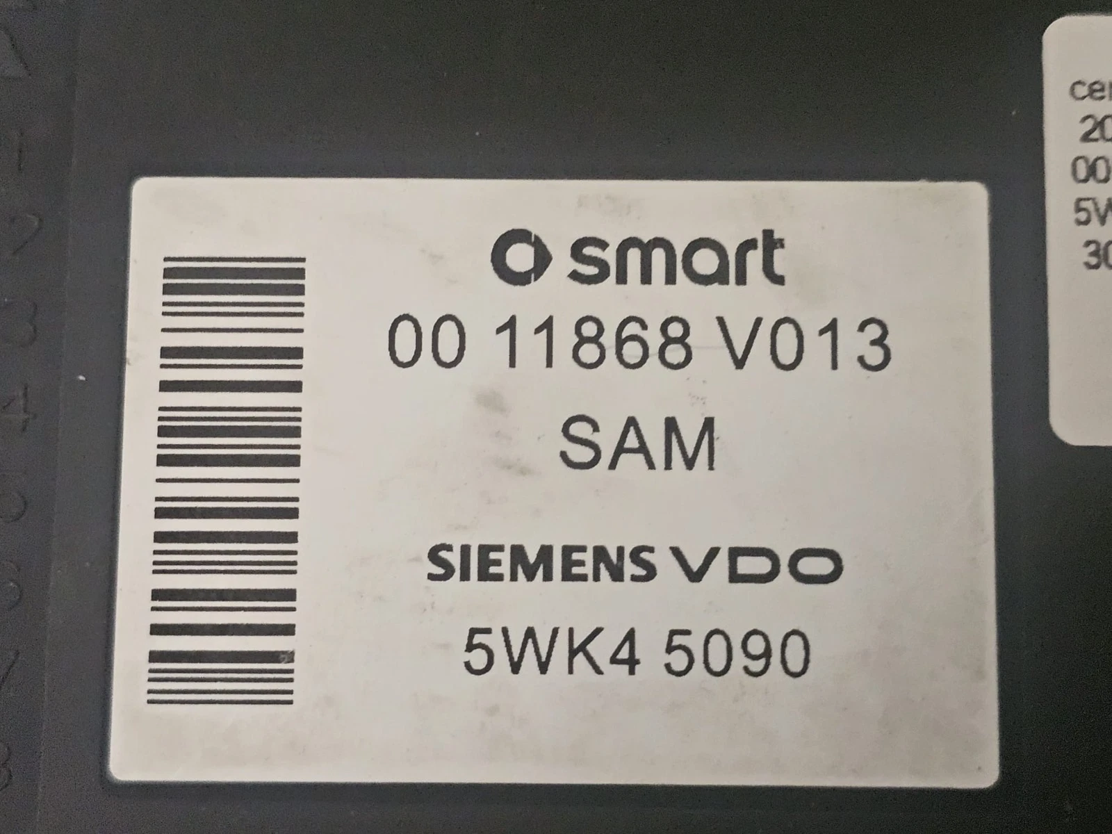 Centralina SAM Smart 450 Restyling (2003-2007) – Siemens 5WK45090 / 0011868V013 - immagine 2